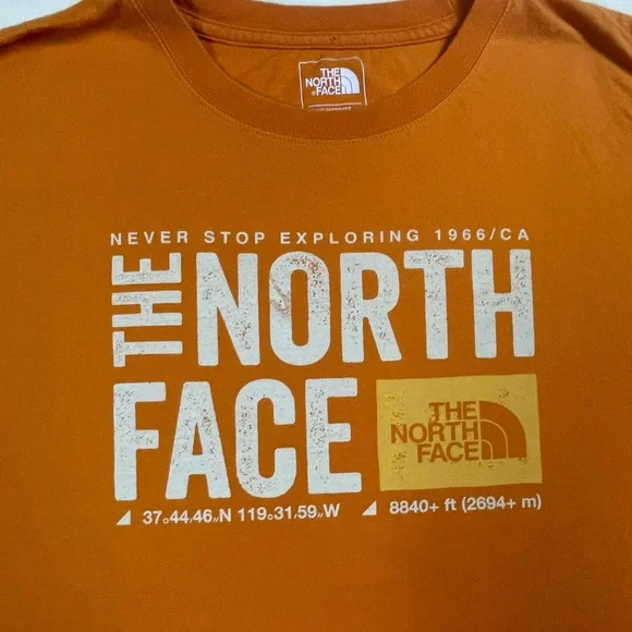 The North Face Logo Orange Tee 100% Cotton Men’s XXl - Picture 1 of 7